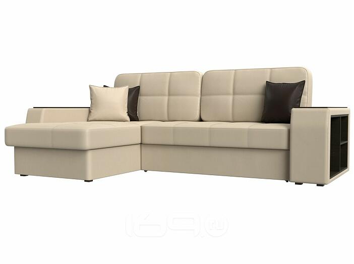 Диван угловой брюссель экокожа левый угол бежевый/коричневый дельфин
