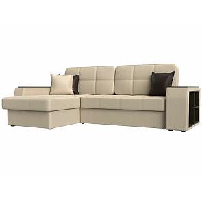 Диван угловой брюссель экокожа левый угол бежевый/коричневый дельфин