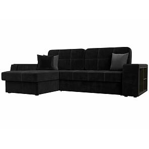 Диван угловой брюссель велюр левый угол черный/серый дельфин