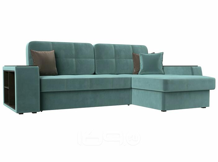 Диван угловой брюссель правый угол бирюзовый/коричневый дельфин