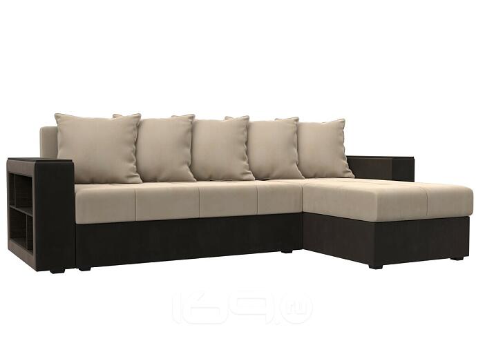 Диван угловой дубай лайт угол универсальный бежевый/коричневый еврокнижка
