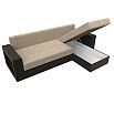 Диван угловой дубай лайт угол универсальный бежевый/коричневый еврокнижка
