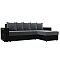 Диван угловой дубай лайт велюр/экокожа угол универсальный серый/черный еврокнижка