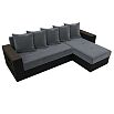 Диван угловой дубай лайт угол универсальный серый/черный еврокнижка