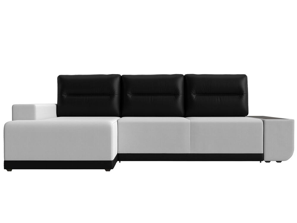Диван угловой левый Чикаго экокожа белый подушки черный Браво ДУ-086-9401, цвет белый/черный - фото 1