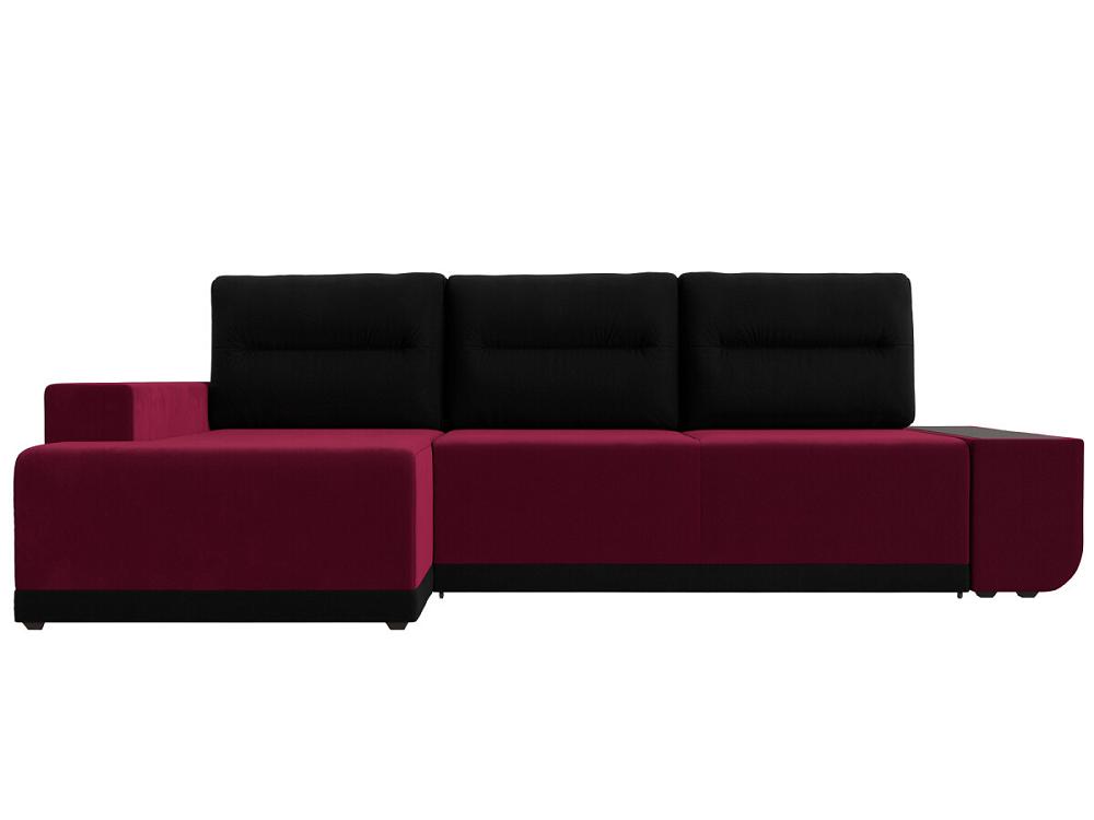 Диван угловой левый Чикаго микровельвет бордовый подушки черный Браво ДУ-086-9376, цвет бордовый/черный - фото 1