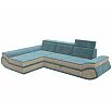 Диван угловой лига-032 левый угол seven 113 бирюзовый/seven 729 бежевый дельфин