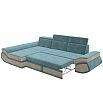 Диван угловой лига-032 левый угол seven 113 бирюзовый/seven 729 бежевый дельфин