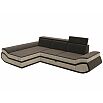 Диван угловой лига велюр-032 левый угол seven 727 коричневый/seven 729 бежевый дельфин