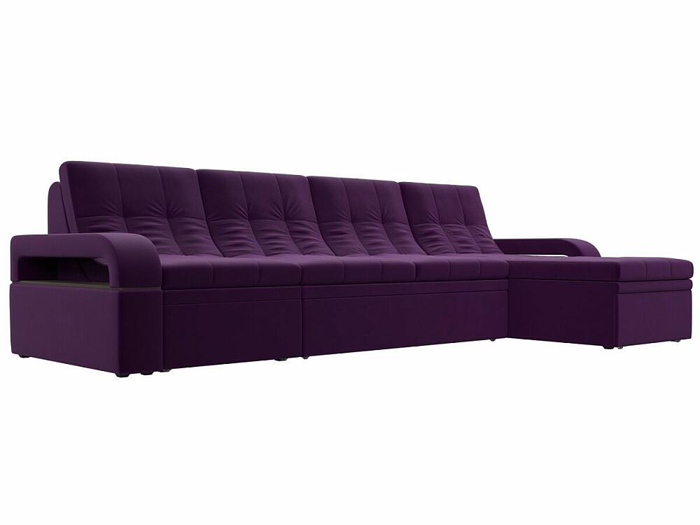 Диван угловой Лига-035 Лонг правый угол Микровельвет Фиолетовый диван угловой марсель правый микровельвет фиолетовый