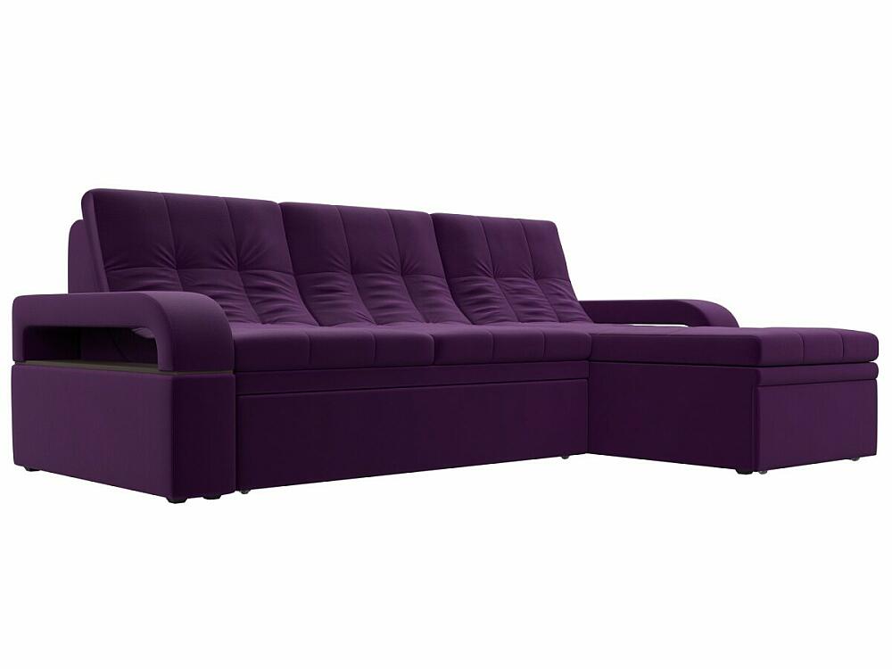 Диван угловой Лига-035 правый угол Микровельвет Фиолетовый диван угловой марсель правый микровельвет фиолетовый