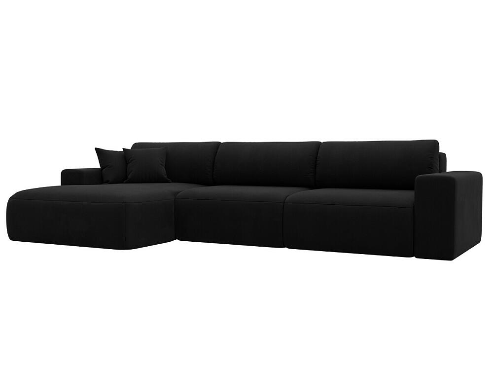 Диван угловой Лига-036 НПБ Классик Лонг левый угол Микровельвет Черный 101999₽
