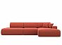 Диван угловой Лига-036 Модерн Лонг правый угол Микровельвет Коралловый