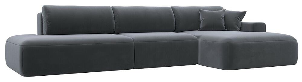 Диван угловой Лига-036 НПБ Модерн Лонг правый угол Велюр Серый 107999₽