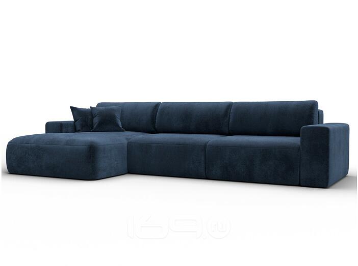 Диван угловой лига велюр-036 нпб классик лонг левый угол tower 13 синий еврокнижка