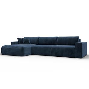 Диван угловой лига велюр-036 нпб классик лонг левый угол tower 13 синий еврокнижка