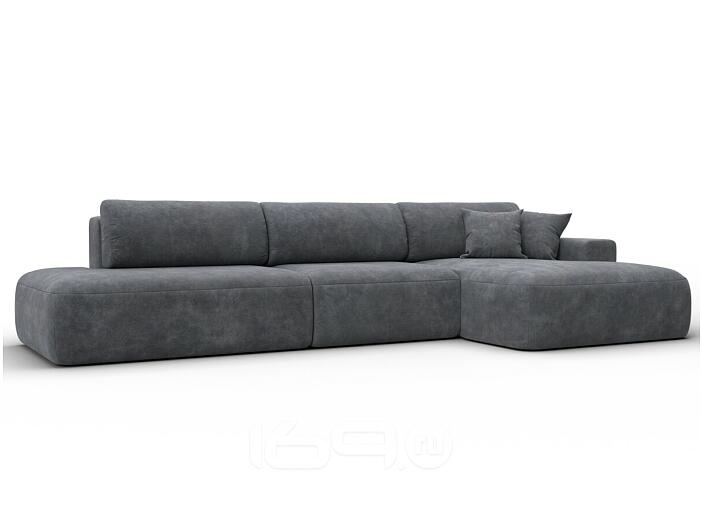 Диван угловой лига велюр-036 нпб модерн лонг правый угол brut 16 темно-серый еврокнижка