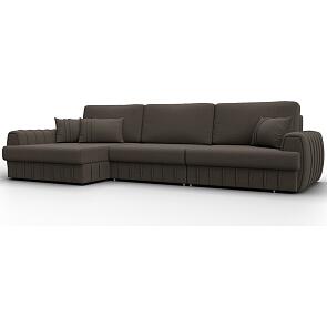 Диван угловой лига-057 нпб лонг угол левый рогожка амур 05 коричневый еврокнижка