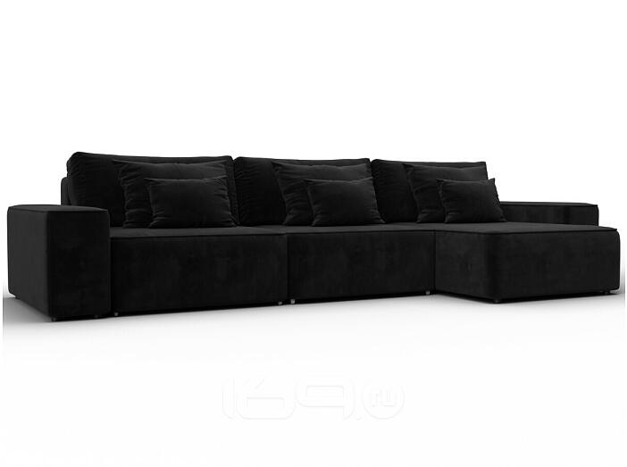 Диван угловой лига велюр-074 угол универсальный seven 35 черный еврокнижка