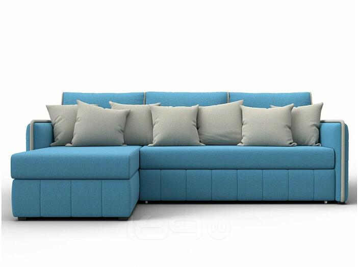 Диван угловой лига-078 угол левый амур 10 голубой/амур 02 бежевый дельфин