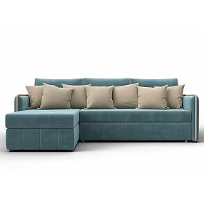 Диван угловой лига-078 угол левый seven 113 бирюзовый/seven 729 бежевый дельфин