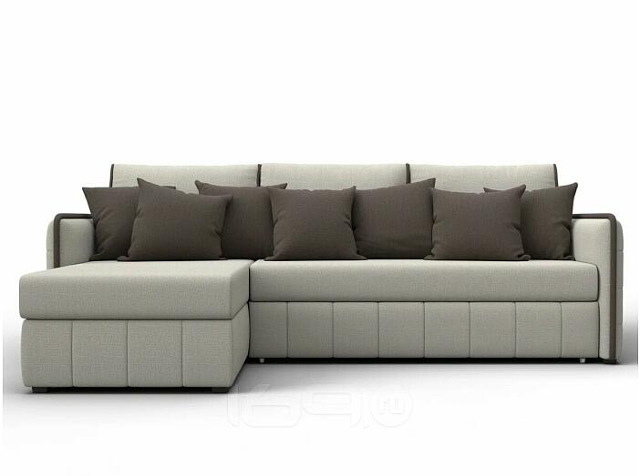 Диван угловой лига-078 угол левый амур 02 бежевый/амур 05 коричневый дельфин