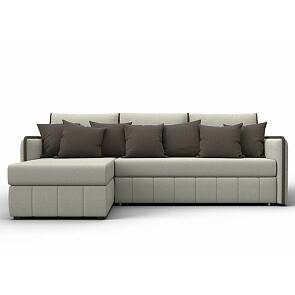 Диван угловой лига-078 угол левый амур 02 бежевый/амур 05 коричневый дельфин