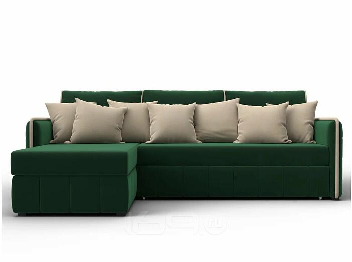 Диван угловой лига-078 угол левый seven 626 зеленый/seven 729 бежевый дельфин