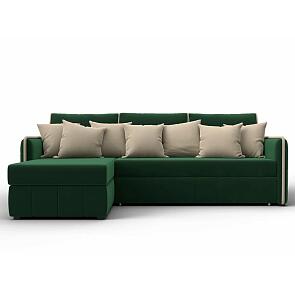 Диван угловой лига-078 угол левый seven 626 зеленый/seven 729 бежевый дельфин