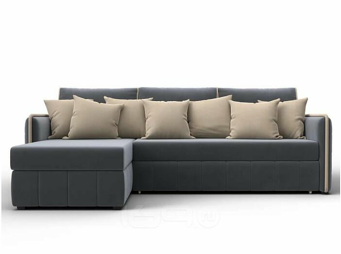 Диван угловой лига-078 угол левый seven 17 серый/seven 35 черный дельфин