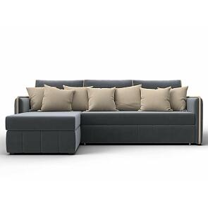 Диван угловой лига-078 угол левый seven 17 серый/seven 35 черный дельфин