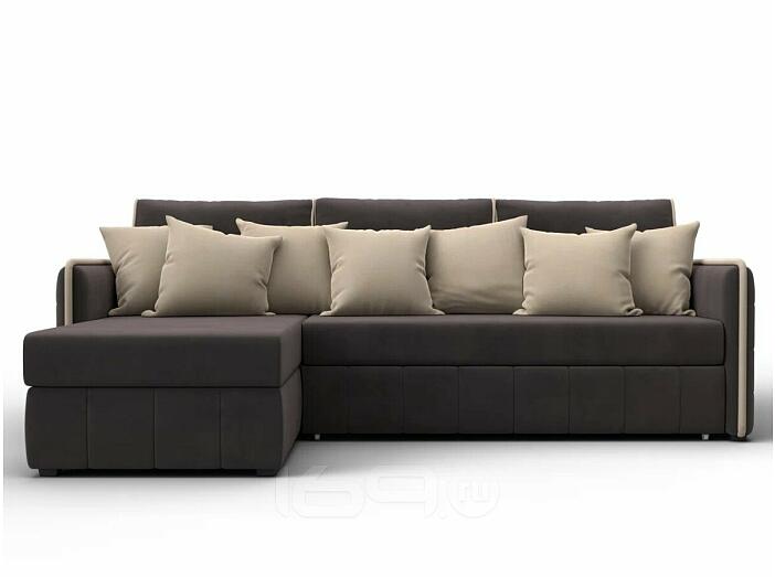 Диван угловой лига-078 угол левый seven 727 коричневый/seven 729 бежевый дельфин