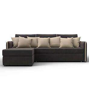 Диван угловой лига-078 угол левый seven 727 коричневый/seven 729 бежевый дельфин