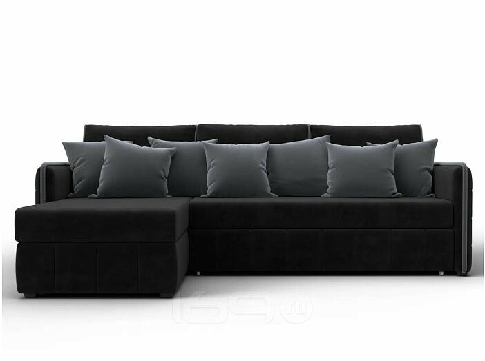 Диван угловой лига-078 угол левый seven 35 черный/seven 17 серый дельфин