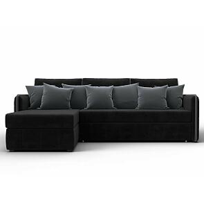 Диван угловой лига-078 угол левый seven 35 черный/seven 17 серый дельфин