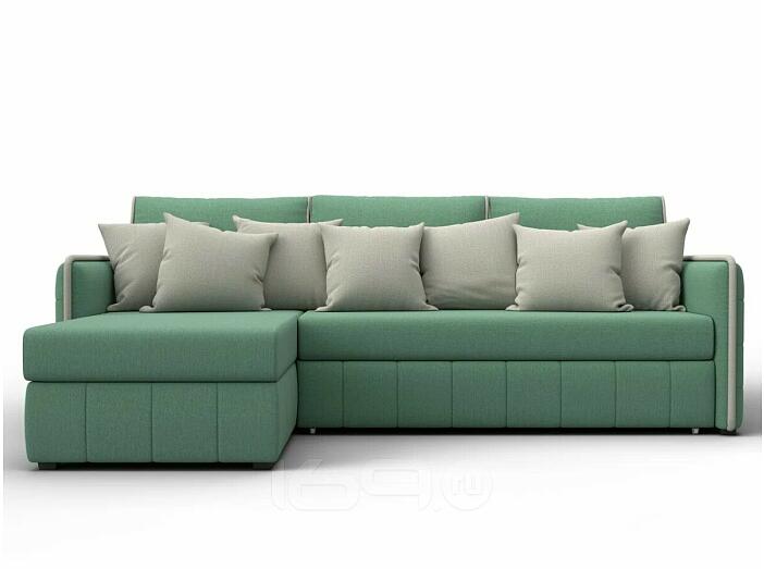 Диван угловой лига-078 угол левый амур 11 зеленый/амур 02 бежевый дельфин