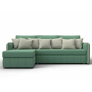 Диван угловой лига-078 угол левый амур 11 зеленый/амур 02 бежевый дельфин