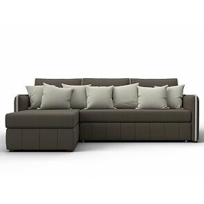 Диван угловой лига-078 угол левый амур 05 коричневый/амур 02 бежевый дельфин