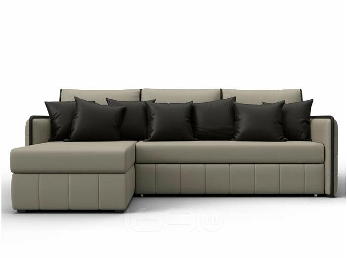 Диван угловой лига-078 угол левый grifon 04 бежевый/grifon 12 коричневый дельфин