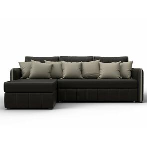 Диван угловой лига-078 угол левый grifon 12 коричневый/grifon 04 бежевый дельфин