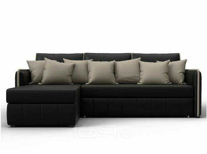 Диван угловой лига-078 угол левый grifon 18 черный/grifon 04 бежевый дельфин