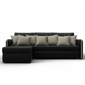 Диван угловой лига-078 угол левый grifon 18 черный/grifon 04 бежевый дельфин