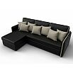 Диван угловой лига-078 угол левый grifon 18 черный/grifon 04 бежевый дельфин