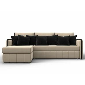 Диван угловой лига-078 угол левый seven 729 бежевый/seven 727 коричневый дельфин