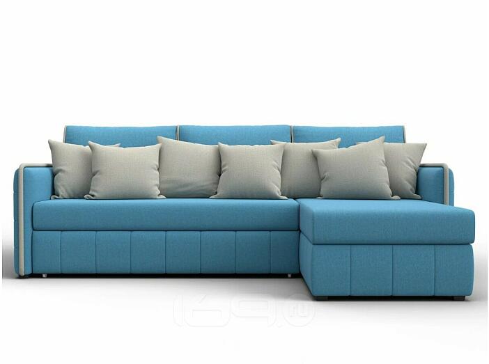 Диван угловой лига-078 угол правый амур 10 голубой/амур 02 бежевый дельфин