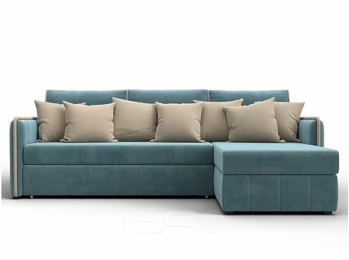 Диван угловой лига-078 угол правый seven 113 бирюзовый/seven 729 бежевый дельфин