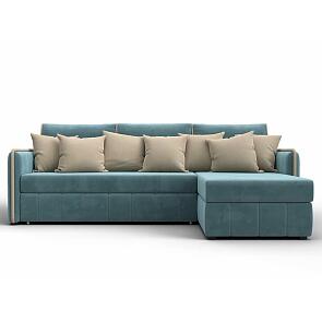 Диван угловой лига-078 угол правый seven 113 бирюзовый/seven 729 бежевый дельфин