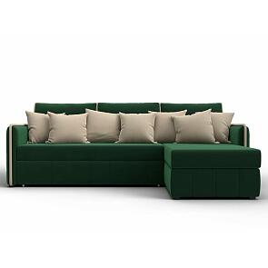 Диван угловой лига-078 угол правый seven 626 зеленый/seven 729 бежевый дельфин