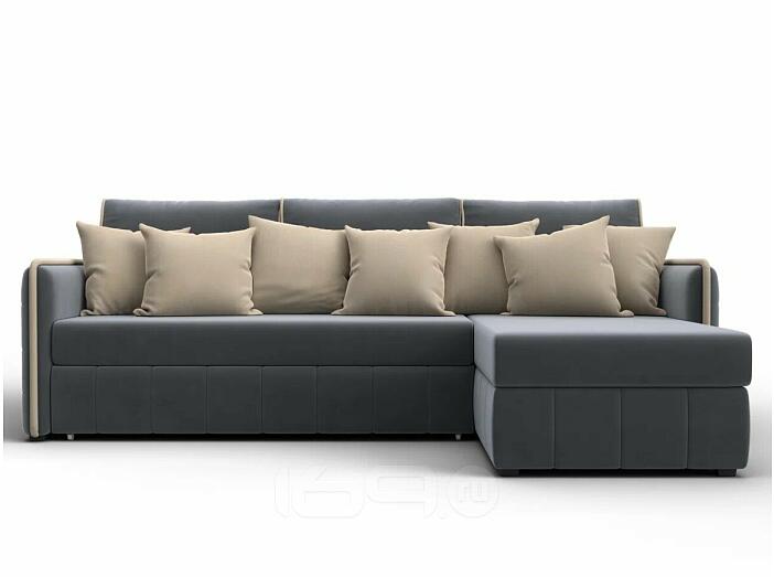 Диван угловой лига-078 угол правый seven 17 серый/seven 35 черный дельфин