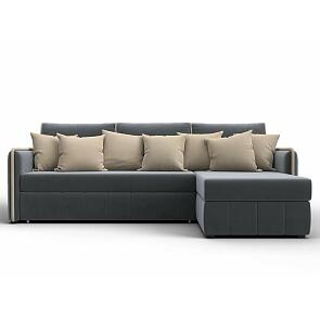 Диван угловой лига-078 угол правый seven 17 серый/seven 35 черный дельфин